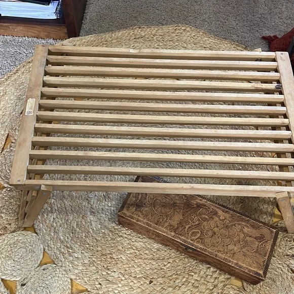 Vintage Folding Wooden Tray Plant Stand Shelf Made in Hong Kong